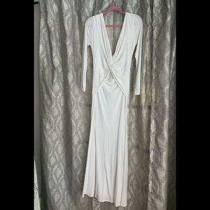 White peekaboo plunge Gown